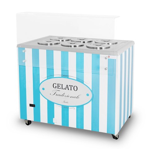 Konserwator do lodów Retro 6 tub okrągłe kuwety Niebieski Resto Quality GELATO POZETTI 6 BLUE
