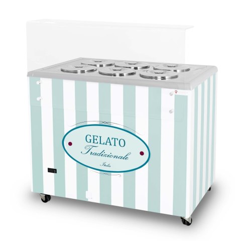 Konserwator do lodów Retro 6 tub kuwety Pastel Blue Resto Quality GELATO POZETTI 6 PASTEL BLUE