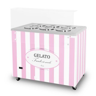 Konserwator do lodów Retro 6 tub okrągłe kuwety Różowy Resto Quality GELATO POZETTI 6 PINK