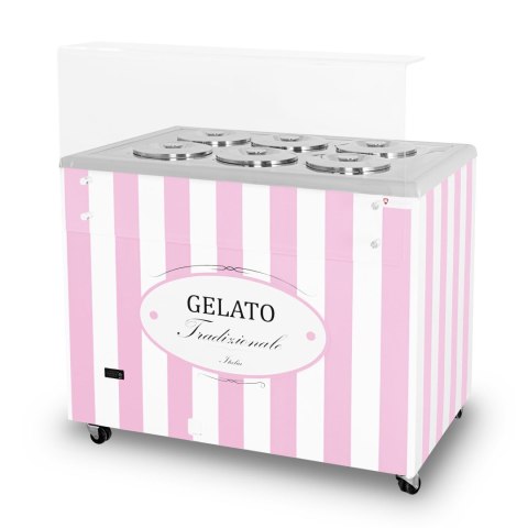 Konserwator do lodów Retro 6 tub okrągłe kuwety Różowy Resto Quality GELATO POZETTI 6 PINK