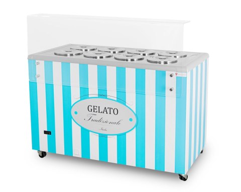 Konserwator do lodów Retro 8 tub okrągłe kuwety Niebieski Resto Quality GELATO POZETTI 8 BLUE
