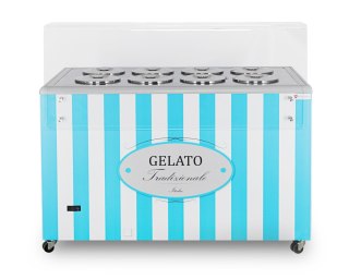 Konserwator do lodów Retro 8 tub okrągłe kuwety Niebieski Resto Quality GELATO POZETTI 8 BLUE