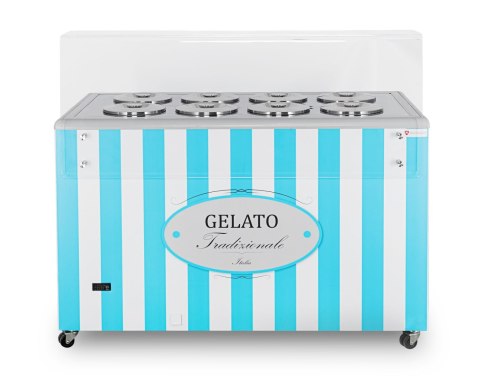 Konserwator do lodów Retro 8 tub okrągłe kuwety Niebieski Resto Quality GELATO POZETTI 8 BLUE
