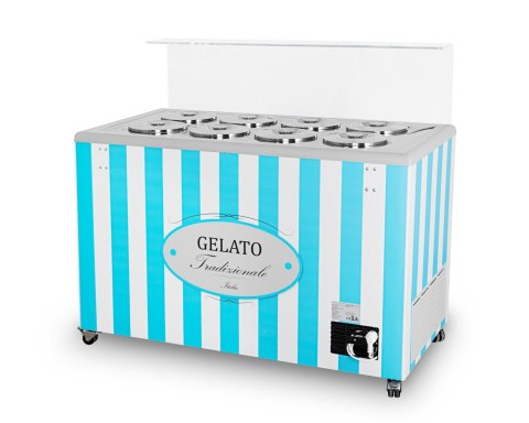 Konserwator do lodów Retro 8 tub okrągłe kuwety Niebieski Resto Quality GELATO POZETTI 8 BLUE