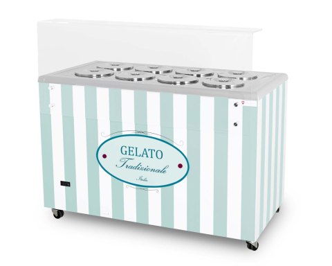 Konserwator do lodów Retro 8 tub kuwety Pastel Blue Resto Quality GELATO POZETTI 8 PASTEL BLUE