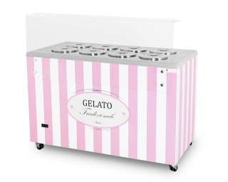 Konserwator do lodów Retro 8 tub okrągłe kuwety Różowy Resto Quality GELATO POZETTI 8 PINK