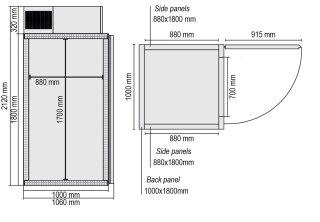 Mini chłodnia gastronomiczna 1300 l z agregatem 1060x1000x2120 mm Resto Quality MCTN