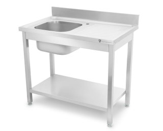 Stół ze zlewem 1-komorowym z półką spawany 1000x600 mm Resto Quality RQMSP1Z6100LP