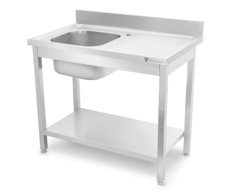 Stół ze zlewem 1-komorowym z półką spawany 1000x600 mm Resto Quality RQMSP1Z6100LP