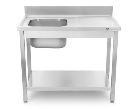 Stół ze zlewem 1-komorowym z półką spawany 1000x600 mm Resto Quality RQMSP1Z6100LP