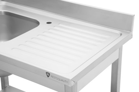 Stół ze zlewem 1-komorowym z półką spawany 1000x600 mm Resto Quality RQMSP1Z6100LP