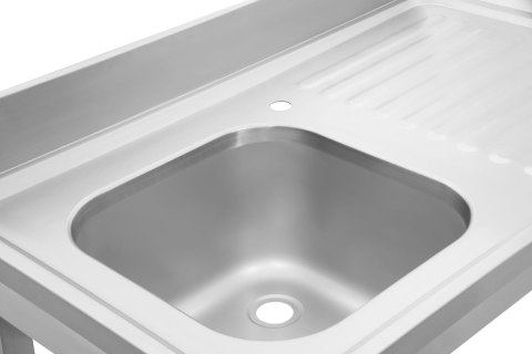 Stół ze zlewem 1-komorowym z półką spawany 1000x600 mm Resto Quality RQMSP1Z6100LP