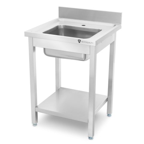 Stół ze zlewem 1-komorowym z półką skręcany 600x600 mm Resto Quality RQMSP1Z6060P
