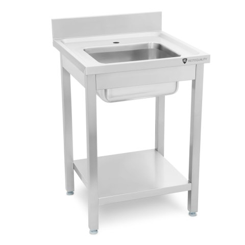 Stół ze zlewem 1-komorowym z półką skręcany 600x600 mm Resto Quality RQMSP1Z6060P