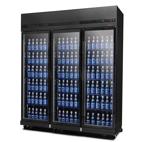 Szafa chłodnicza 3-drzwiowa przeszklona czarna skrzydłowa 1181 l Resto Quality RQ1180-BLACK