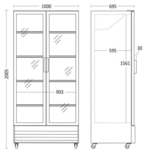 Szafa chłodnicza przeszklona 2-drzwiowa LED pojemność 776 l Resto Quality SD826BE
