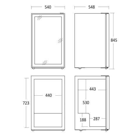 Szafa chłodnicza przeszklona gastronomiczna pojemność 130 l Resto Quality DC126BB