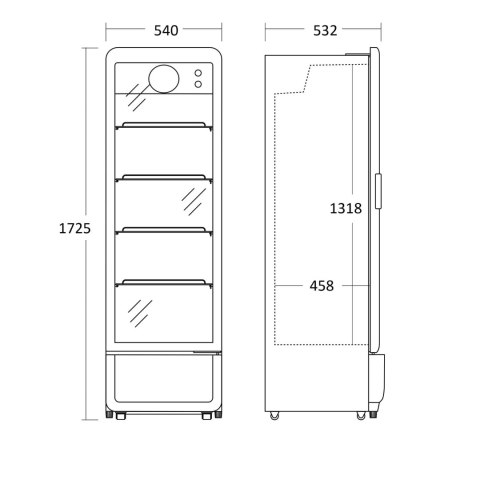 Szafa chłodnicza przeszklona czarna zaokrąglone rogi 258l Resto Quality DC280BD