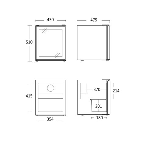 Szafa chłodnicza przeszklona czarna oświetlenie LED 48l Resto Quality DC48BB