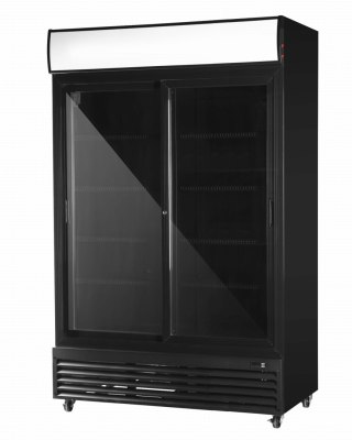 Szafa chłodnicza przeszklona czarna drzwi przesuwne 1000l Resto Quality RQ1100SL-BLACK