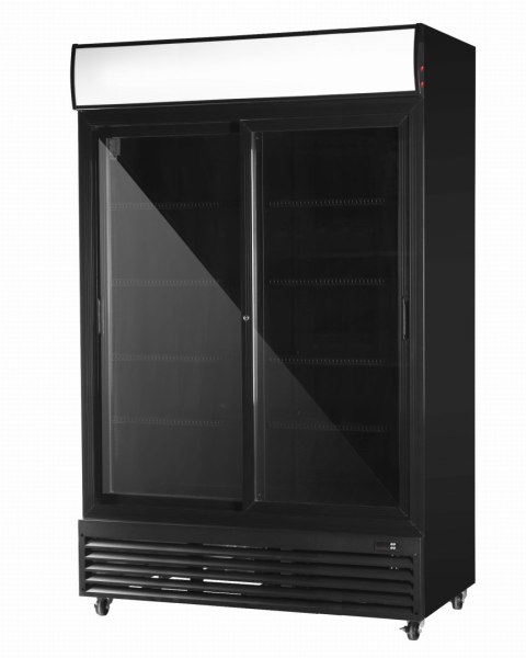 Szafa chłodnicza przeszklona czarna drzwi przesuwne 1000l Resto Quality RQ1100SL-BLACK
