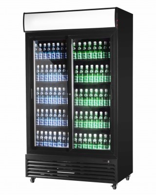 Szafa chłodnicza przeszklona czarna drzwi przesuwne 800l Resto Quality RQ801SL-BLACK