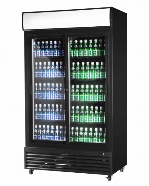 Szafa chłodnicza przeszklona czarna drzwi przesuwne 800l Resto Quality RQ801SL-BLACK