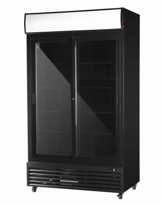Szafa chłodnicza przeszklona czarna drzwi przesuwne 800l Resto Quality RQ801SL-BLACK