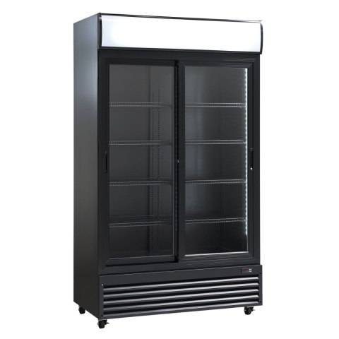 Szafa chłodnicza przeszklona czarna drzwi przesuwne 670l Resto Quality SD1002BSLE