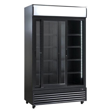 Szafa chłodnicza przeszklona czarna drzwi przesuwne 670l Resto Quality SD1002BSLE