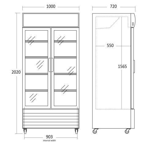 Szafa chłodnicza przeszklona 2-drzwiowa skrzydłowa 776 l Resto Quality SD802BHE