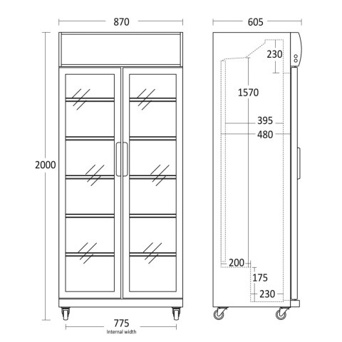Szafa chłodnicza przeszklona 2-drzwiowa pojemność 569l Resto Quality SD881HE