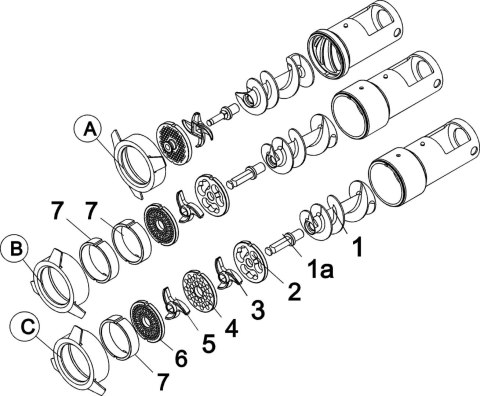Wilk do mięsa system 1/2 Unger wydajność 700 kg/h 230V Resto Quality TC 32 SM HP 3 U
