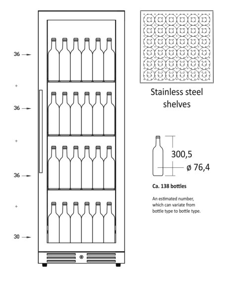 Winiarka chłodziarka do wina jednostrefowa 461 l 138 butelek Resto Quality SV138B