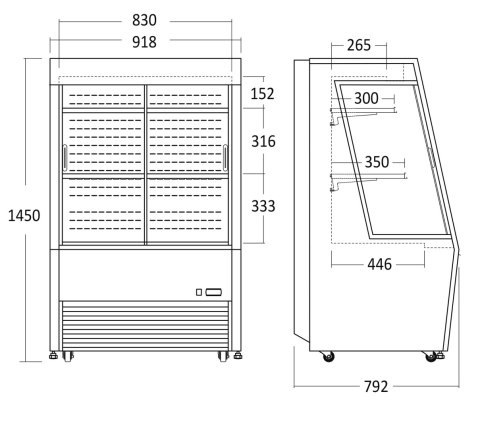 Witryna chłodnicza cukiernicza wolnostojąca 320 l czarna Resto Quality OFC390B