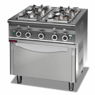 Kuchnia gazowa 3x 3,5 kW +1x 2,5 kW na podstawie szafkowej otwartej LINIA COMPACT 700 KROMET 000.KG-4s.S