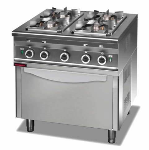 Kuchnia gazowa 3x 3,5 kW +1x 2,5 kW na podstawie szafkowej zamkniętej LINIA COMPACT 700 Kromet 000.KG-4s.SD