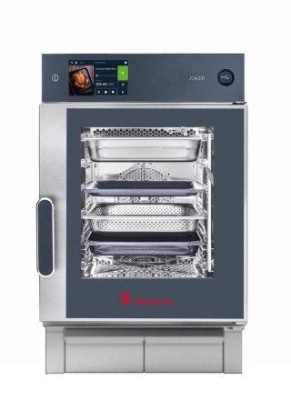 Piec konwekcyjno-parowy Joker MT 6x GN1/1, sterowanie górne, drzwi prawe, wersja mobilna, Eloma Eloma