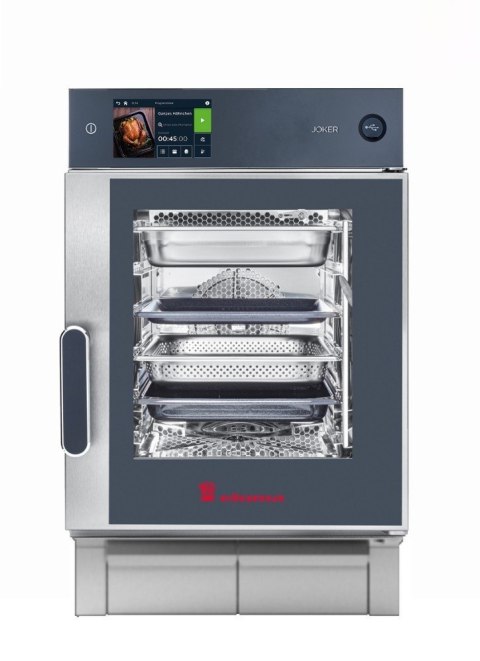Piec konwekcyjno-parowy Joker MT 6x GN1/1, sterowanie górne, drzwi prawe, wersja mobilna, Eloma Eloma