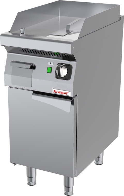 Płyta grillowa gazowa gładka chromowana 400 mm 5,5 kW na podstawie szafkowej zamkniętej LINIA 700 KROMET 700.PBG-400G