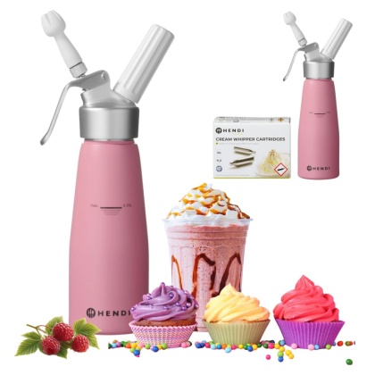 Różowy Pastelowy Syfon do Bitej Śmietany 0,5l + 10 Naboi Hendi 975886