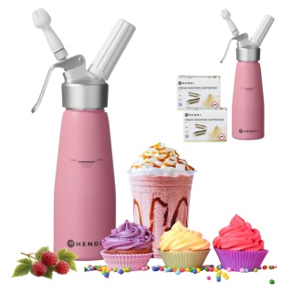 Różowy Pastelowy Syfon do Bitej Śmietany 0,5l + 20 Naboi Hendi 975886