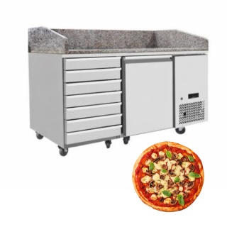 Stół chłodniczy do pizzy 1-drzwiowy z granitowym blatem Arktic 125L 230V 1510x800x1000 mm