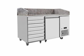 Stół chłodniczy do pizzy 1-drzwiowy z granitowym blatem Arktic 125L 230V 1510x800x1000 mm
