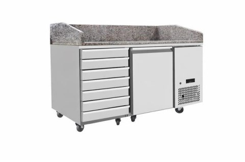 Stół chłodniczy do pizzy 1-drzwiowy z granitowym blatem Arktic 125L 230V 1510x800x1000 mm