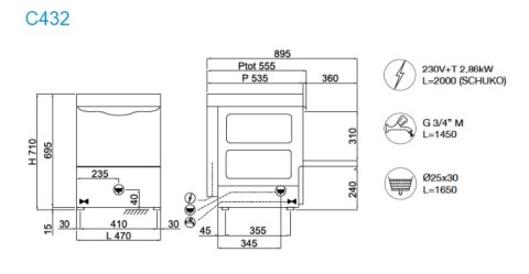 Zmywarka do szkła i talerzy kosz 400x400 panel Advance Resto Quality C432