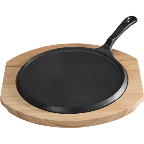 Patelnia Żeliwna z Podstawą Drewnianą Ø 255mm 0 Stalgast 49018