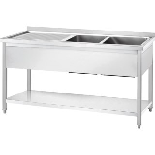Stół Nierdzewny Ze Zlewem 2-Kom (P) i z Półką 1400x600x850 Gredil 673846
