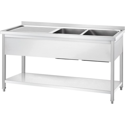 Stół Nierdzewny Ze Zlewem 2-Kom (P) i z Półką 1400x600x850 Gredil 673846