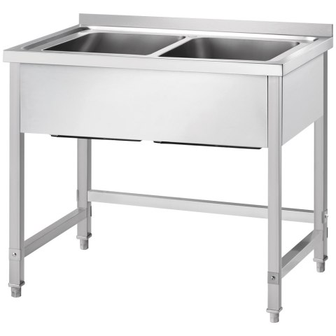 Stół Nierdzewny Ze Zlewem 2-Komorowym 1000x600x850 Gredil 675106